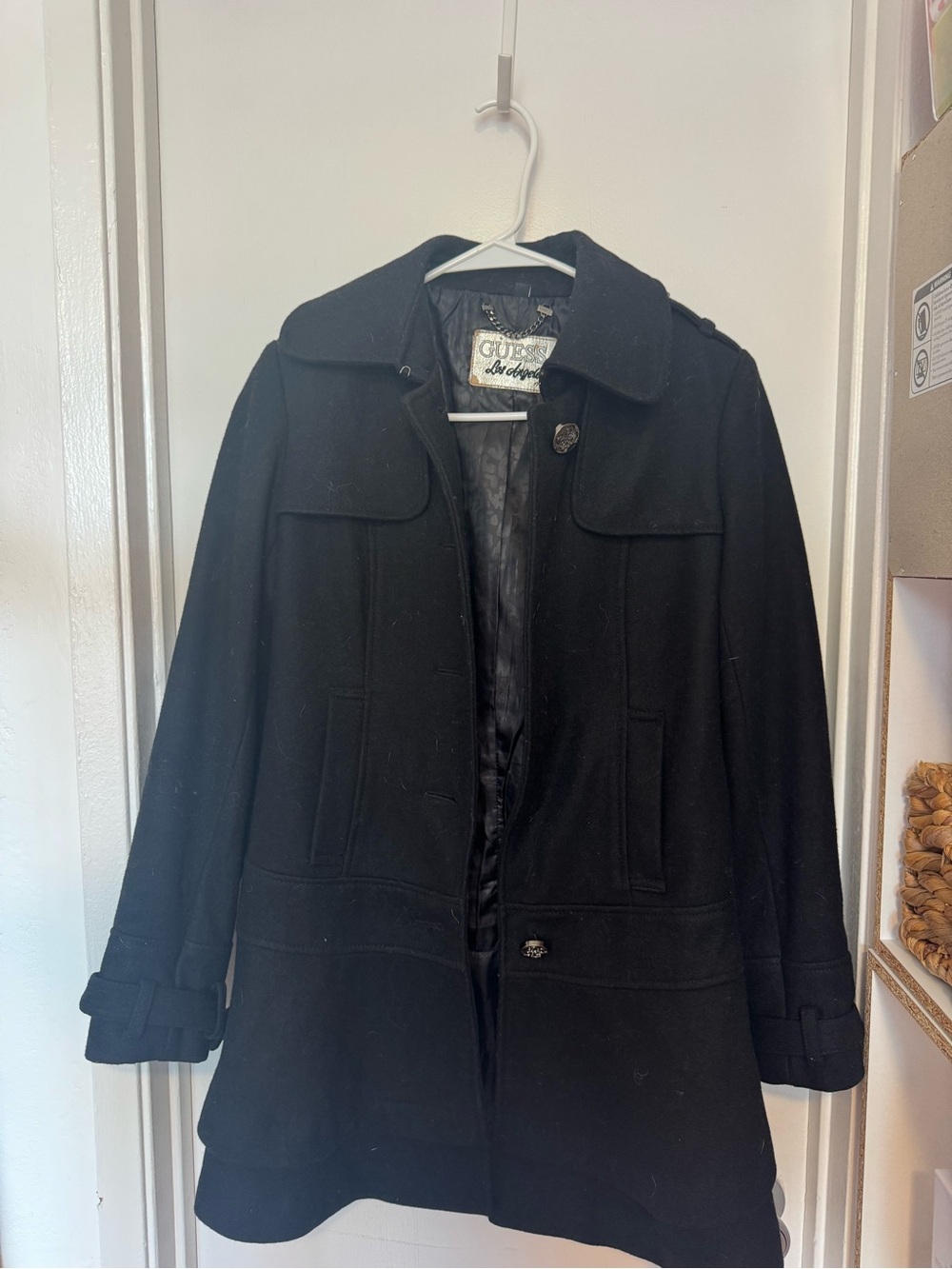 Guess Black Women's Wool-Blend Coat